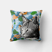 白黒猫日本のコイ クッション (裏面)