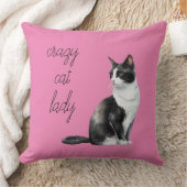 白黒猫熱狂する婦人 クッション (ブランケット)