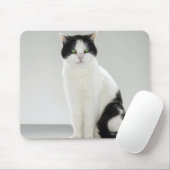 白黒猫白熱［赤熱］光を放つと緑 マウスパッド (マウス)