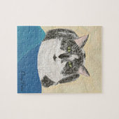 白黒猫絵を描パズル ジグソーパズル (横)