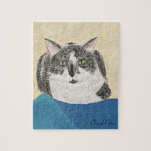 白黒猫絵を描パズル ジグソーパズル (縦)