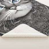 白黒猫華美の名パーソナライズされた前 シェルパブランケット (3/4)