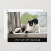 白黒猫誕生日葉書 ポストカード (正面/裏面)