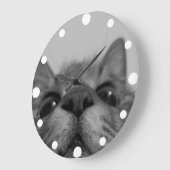 白黒猫顔はがき ラージ壁時計 (傾斜)