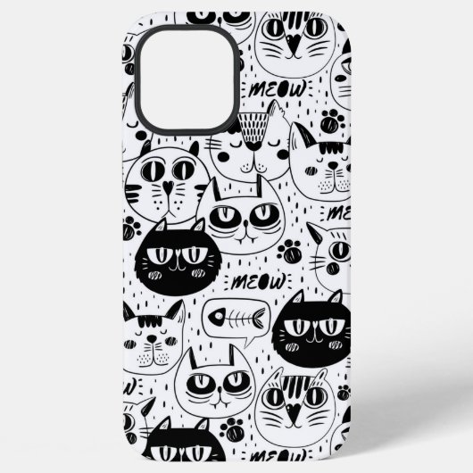 白黒猫顔パターン（すべての電話） iPhoneケース (裏面)