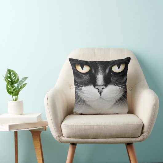 白黒猫顔枕と猫の前足のデザイン クッション (椅子)