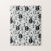 白黒猫顔模様 ジグソーパズル (縦)