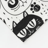 白黒猫顔模様 フリースブランケット (角)