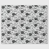 白黒猫顔模様 ラッピングペーパー (フラット)