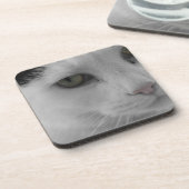 白黒猫顔 コースター (左側)