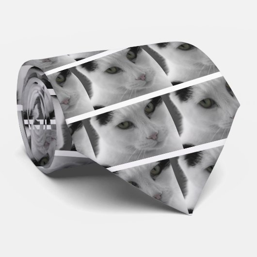 白黒猫顔 ネクタイ (ロール)