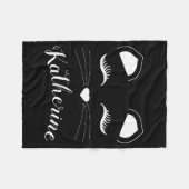 白黒猫顔 フリースブランケット (正面(横))