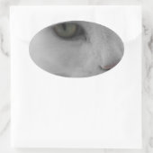 白黒猫顔 楕円形シール (バッグ)