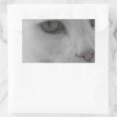 白黒猫顔 長方形シール (バッグ)