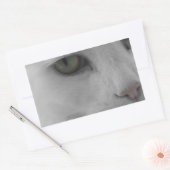 白黒猫顔 長方形シール (封筒)