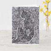 白黒猫1グリーティングカード カード (黄色い花)