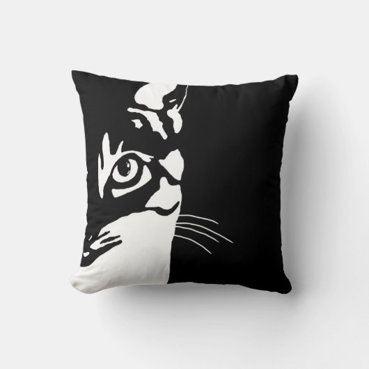 白黒猫657 クッション (正面)