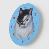 白黒猫、カスタマイズ可能な時計 ラージ壁時計 (傾斜)