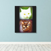 白黒猫 キャンバスプリント (インサイチュ (ウッドフロア))