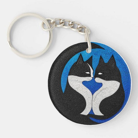 白黒猫 キーホルダー (正面)