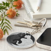 白黒猫 キーホルダー (正面右)