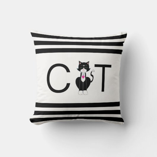 白黒猫 クッション (正面)
