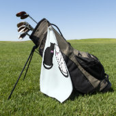 白黒猫 ゴルフタオル (グリーン)