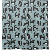 白黒猫 シャワーカーテン (正面)