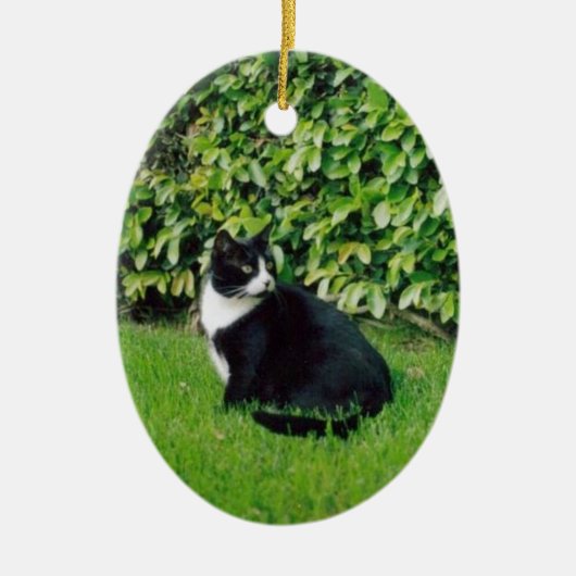 白黒猫 セラミックオーナメント (正面)