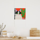 白黒猫 ポスター (キッチン)