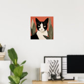 白黒猫 ポスター (ホームオフィス)