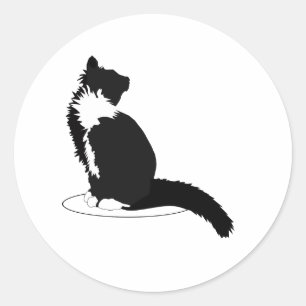 白黒猫 ラウンドシール