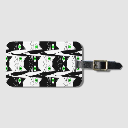 白黒猫 ラゲッジタグ (正面横)