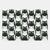 白黒猫 ラッピングペーパーシート (正面)