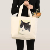 白黒猫 ラージトートバッグ (正面(商品))