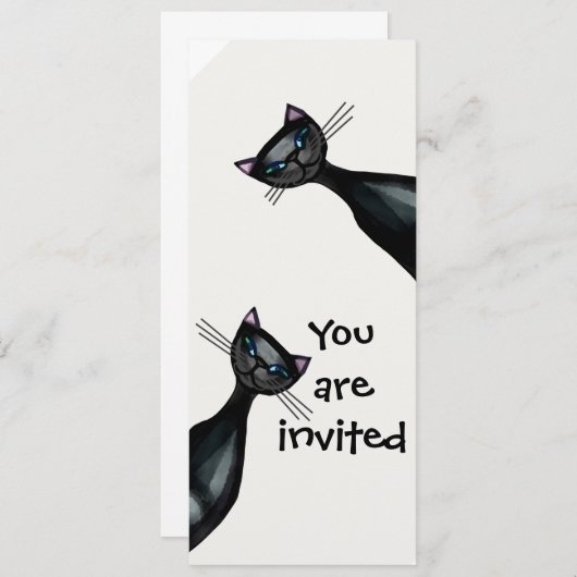白黒猫 招待状 (正面/裏面)