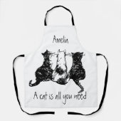 白黒猫「猫は必要だ」 エプロン (正面)