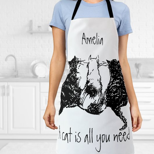 白黒猫「猫は必要だ」 エプロン