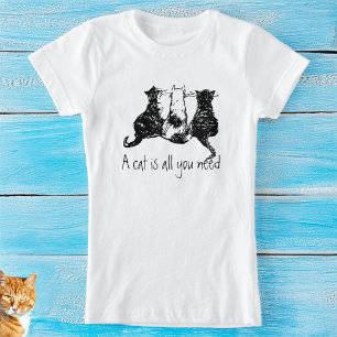 白黒猫「猫は必要だ」 Tシャツ