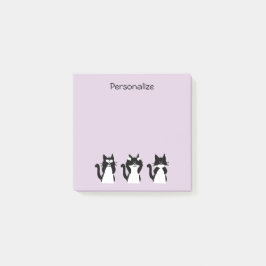 白黒猫 | 3つの賢い猫ちゃん紫 ポストイット