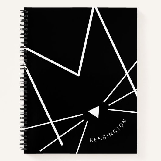 白黒猫Mモノグラムパーソナライズされた ノートブック (正面)