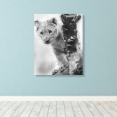 白黒獅子の子 キャンバスプリント (インサイチュ (ウッドフロア))