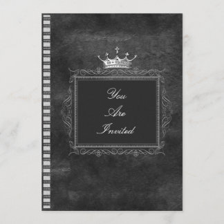 白黒王冠の結婚式招待状 招待状
