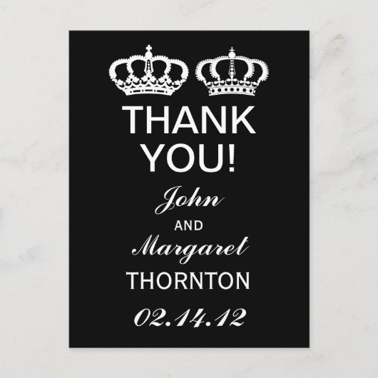白黒王室のカップルありがとう ポストカード (正面)