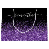 白黒王室のグリッター名エレガント ラージペーパーバッグ (正面)