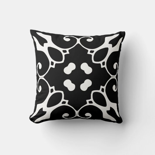 白黒瓦スペインの枕 クッション (正面)
