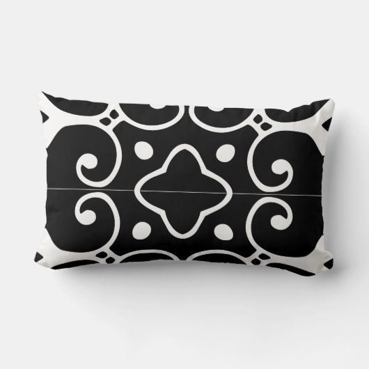 白黒瓦スペインの枕 ランバークッション (裏面)