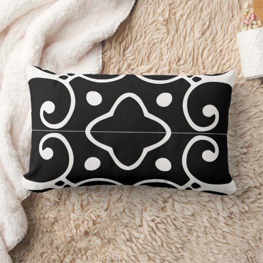 白黒瓦スペインの枕 ランバークッション (ブランケット)