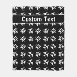 白黒生物学的災害［有害物質］警告の毛布(文字付き) フリースブランケット