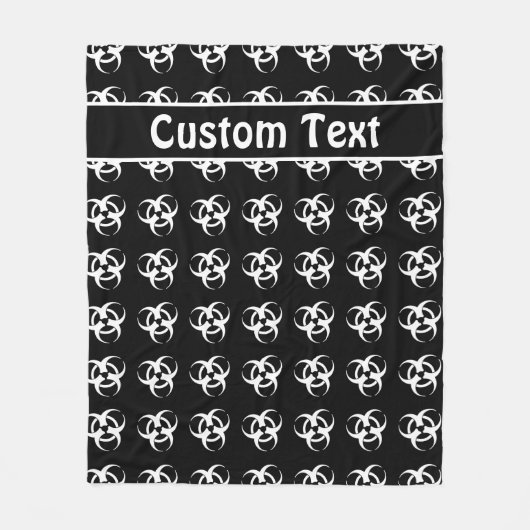 白黒生物学的災害［有害物質］警告の毛布(文字付き) フリースブランケット (正面)